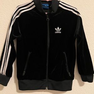 Unisex Black velour trifold Adidas track jacket